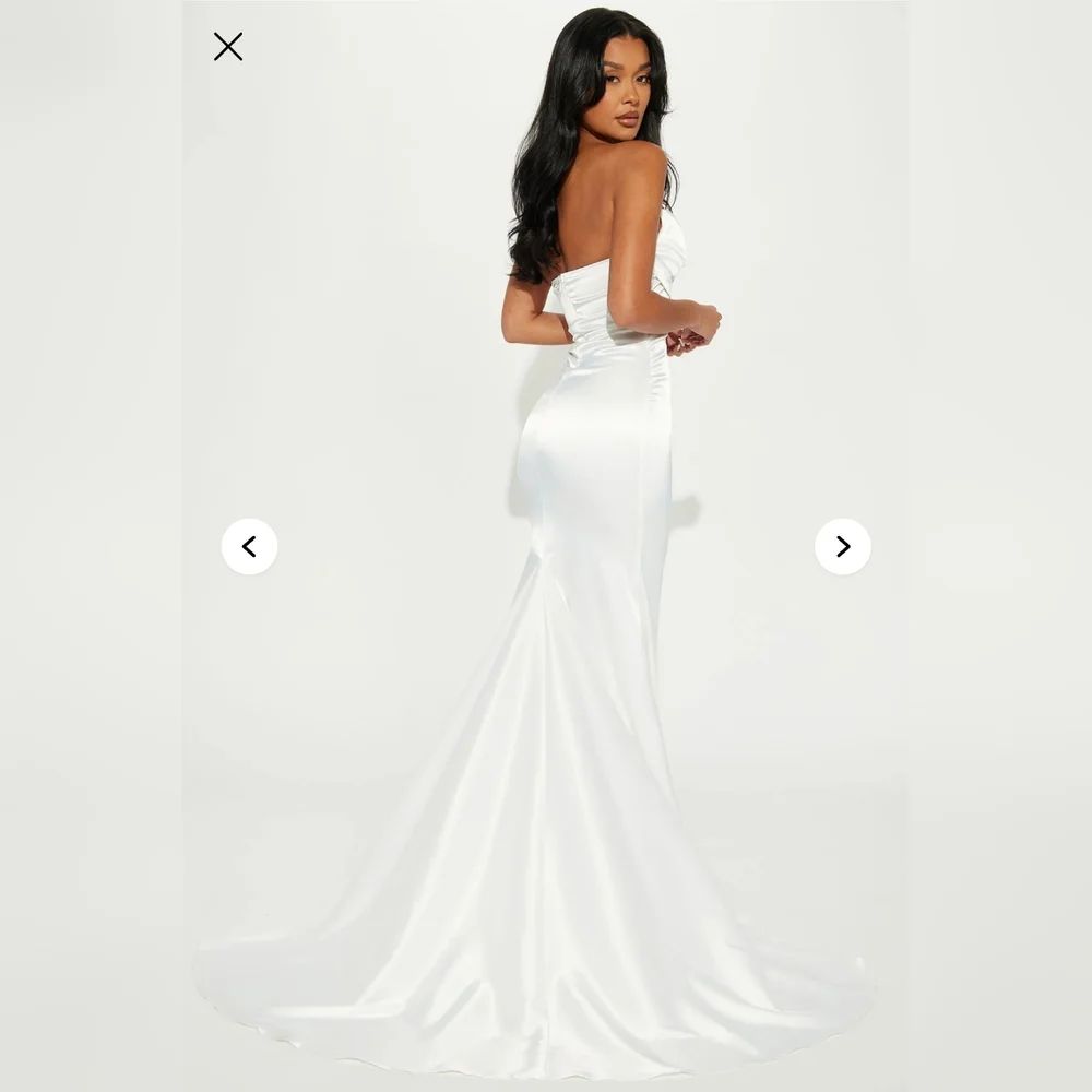 Fashion Nova Naomi Cream Satin Maxi Dress - Picture 4 of 9